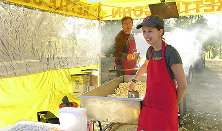 Popping kettle corn at the Old Manse